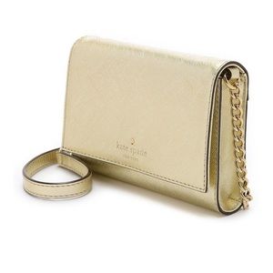 kate spade Metallic Gold Leather Crossbody Clutch
